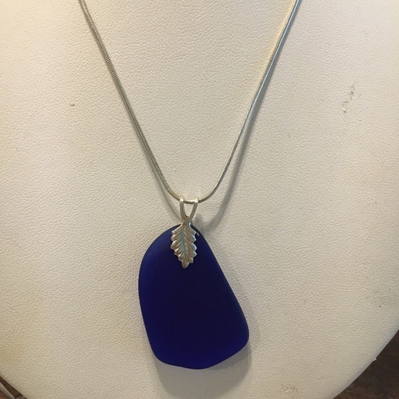 Cobalt Sea Glass Necklace - Picture 2 of 2